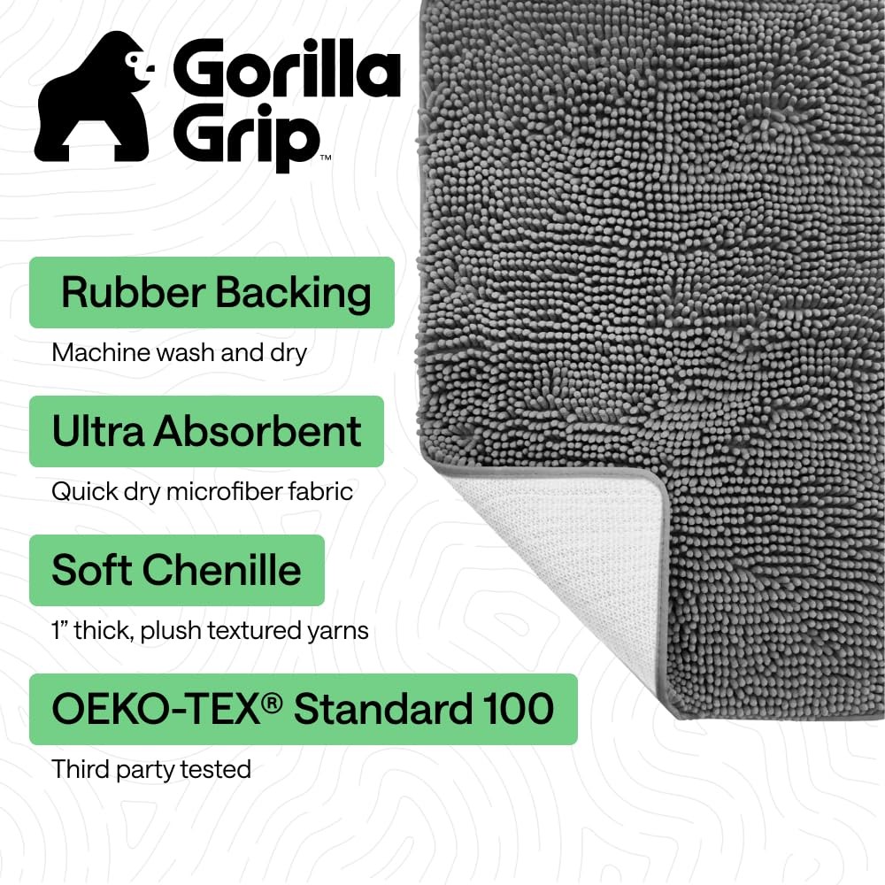 GORILLA GRIP Bath Rug Mat 30x20, Thick Soft Absorbent 30