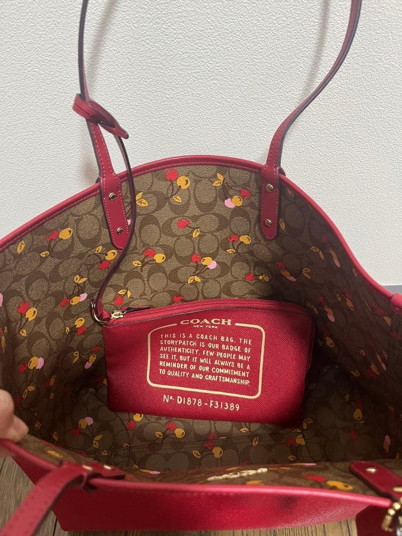 Drop Coach Reversible Cherry Pattern Red Shoulder… - image 5