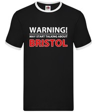 Warning May Talk Bristol - Mens Ringer - Rovers City Robins Pirates Love