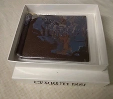NEW CERRUTI 1881 Chocolate BROWN CALF LEATHER WALLET - 1708 Olympus