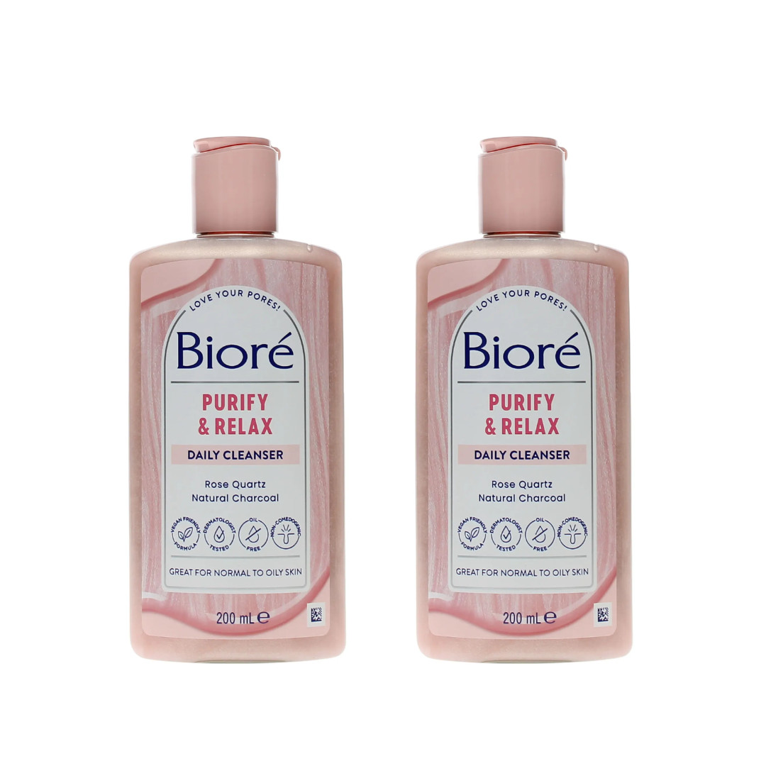 2x Biore Purify & Relax Rose Quartz + Charcoal Daily Face Wash Cleanser 200ml - Image 5