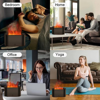 Aroma-Diffusor Flammen-Design Luftbefeuchter USB Nachtlicht Eukalyptus