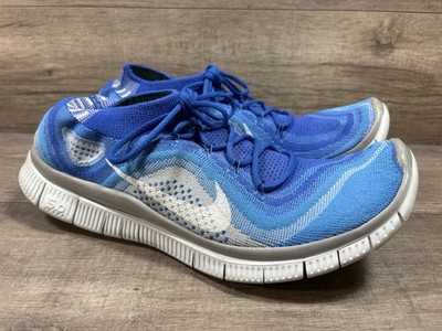 Nike Free Flyknit 5.0 Blue White Minimal Running Shoes 615805 414 Mens Size 11