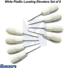 Set of 8 Dental White Plastic Luxating Root Extraction Oral Surgery Elevators
