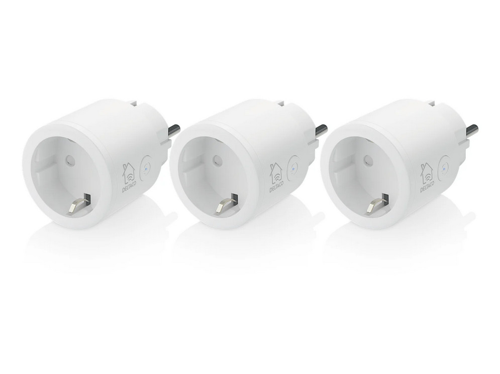 Deltaco SMART HOME switch WiFi 2.4GHz 1xCEE 7/3 10A timer 220-240V 3-pack white