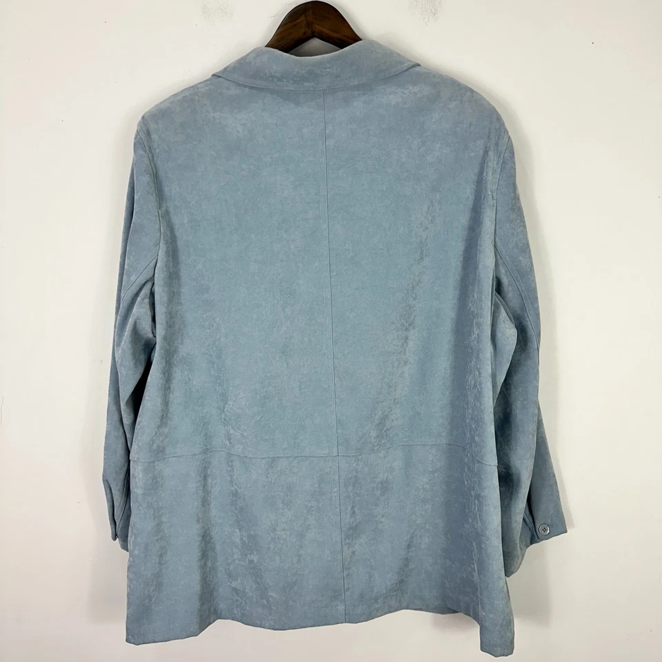 Jaqueta Jessica Holbrook 1X Azul Camurça Falsa Botão Blazer Casaco Carreira Minimalista - Imagem 3 de 4