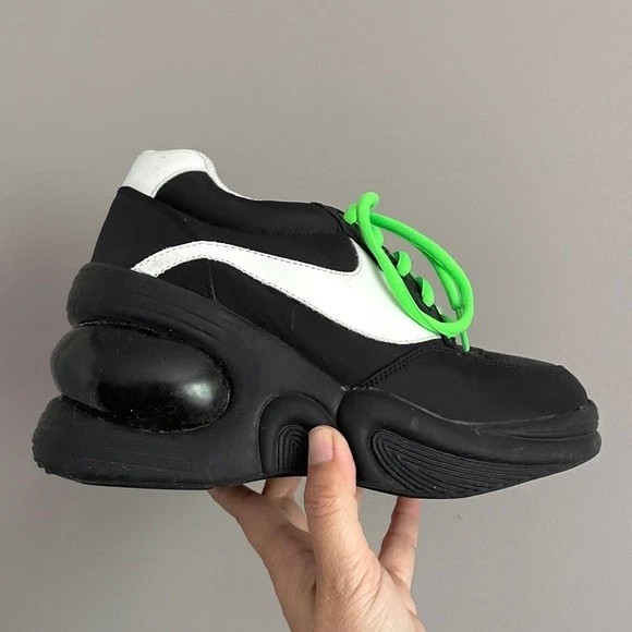 Zapatillas De Colección Años 90 Y2K Negro Blanco Plataforma Burbuja - 6.5 Foto 2 de 4