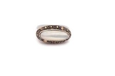 Vintage Sterling Silver 925 Mother Of Pearl Marcasite Ring Size 6.75