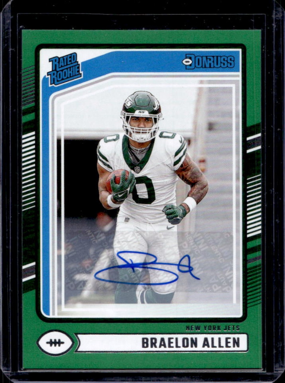 2024 Donruss Braelon Allen Rated Rookie Auto Green #306 Jets