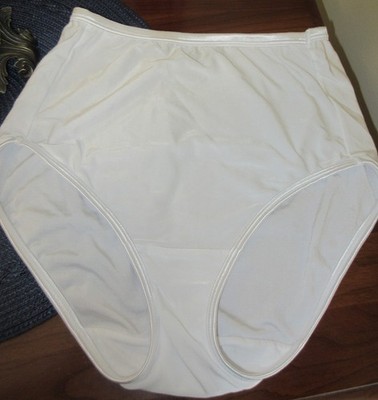 1 PR vintage VANITY FAIR 13109 nylon stretch WHITE sleek HI LEG panties 7/L NWOT
