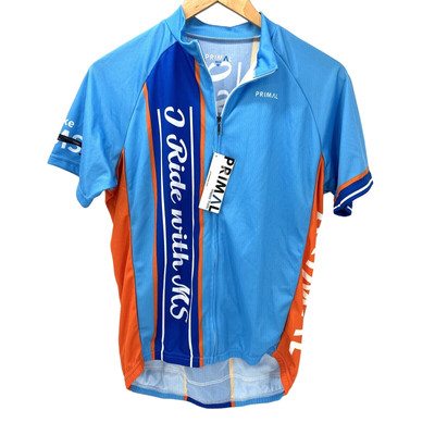 Primal Cycling Jersey Mens Medium Short Sleeve Full Zip I RIDE WITH MS NEW