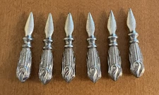 6 Vtg Silver Metal Corn On The Cob Holders Picks Heavy Pewter or Silverplate