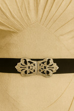 Art Nouveau Rhinestone Buckle Vintage 1940s Silver Tone Belt or Choker Buckle