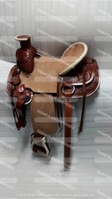 Premium Quality Western Leather Wade Saddle With Free Matching Tack Set  Cinch.