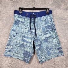 Salt Life Board Shorts Mens 30 Blue Green Fish Print SLX-QD Surf Swim Active