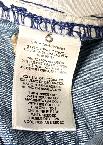 Jordache Girls Size 6 Medium Wash Midi Mom Floral Denim High Rise Shorts New - Picture 6 of 9
