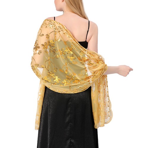 Evening Dress Wedding Shawls Sequin Embroidered Shawl Hollow Out Sheer Scarves - Bild 8 von 40