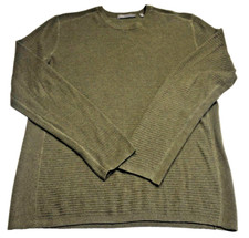 Men's Vince L/S Crewneck Waffle Knit Thermal Sweater Olive Moss Green in Size XL
