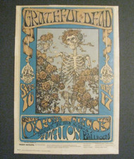 *GRATEFUL DEAD SKULL & ROSES FD-26 EARLY ORIGINAL PRINTING POSTER -JERRY GARCIA*