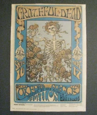*GRATEFUL DEAD SKULL & ROSES FD-26 EARLY ORIGINAL PRINTING POSTER -JERRY GARCIA*