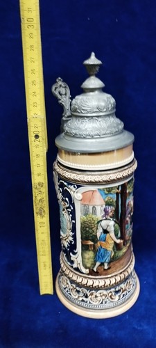 G308/ Alter Krug mit Zinndeckel  - Bild 10 von 12