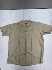 Red Kap Beige Short Sleeve Button Up Work Shirt Mens Size XXL