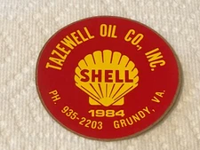 Shell Gas Oil, Tazewell Oil Company, Original Window Sticker, 2.5", 1984 VA 