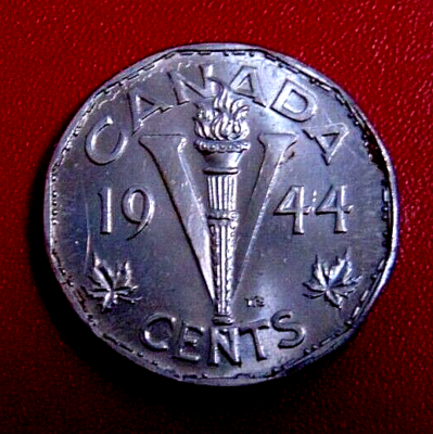 Canadian 1944 CANADA FIVE 5 CENTS VICTORY 1944年 カナダ スチール「ビクトリー」 5 セント AU