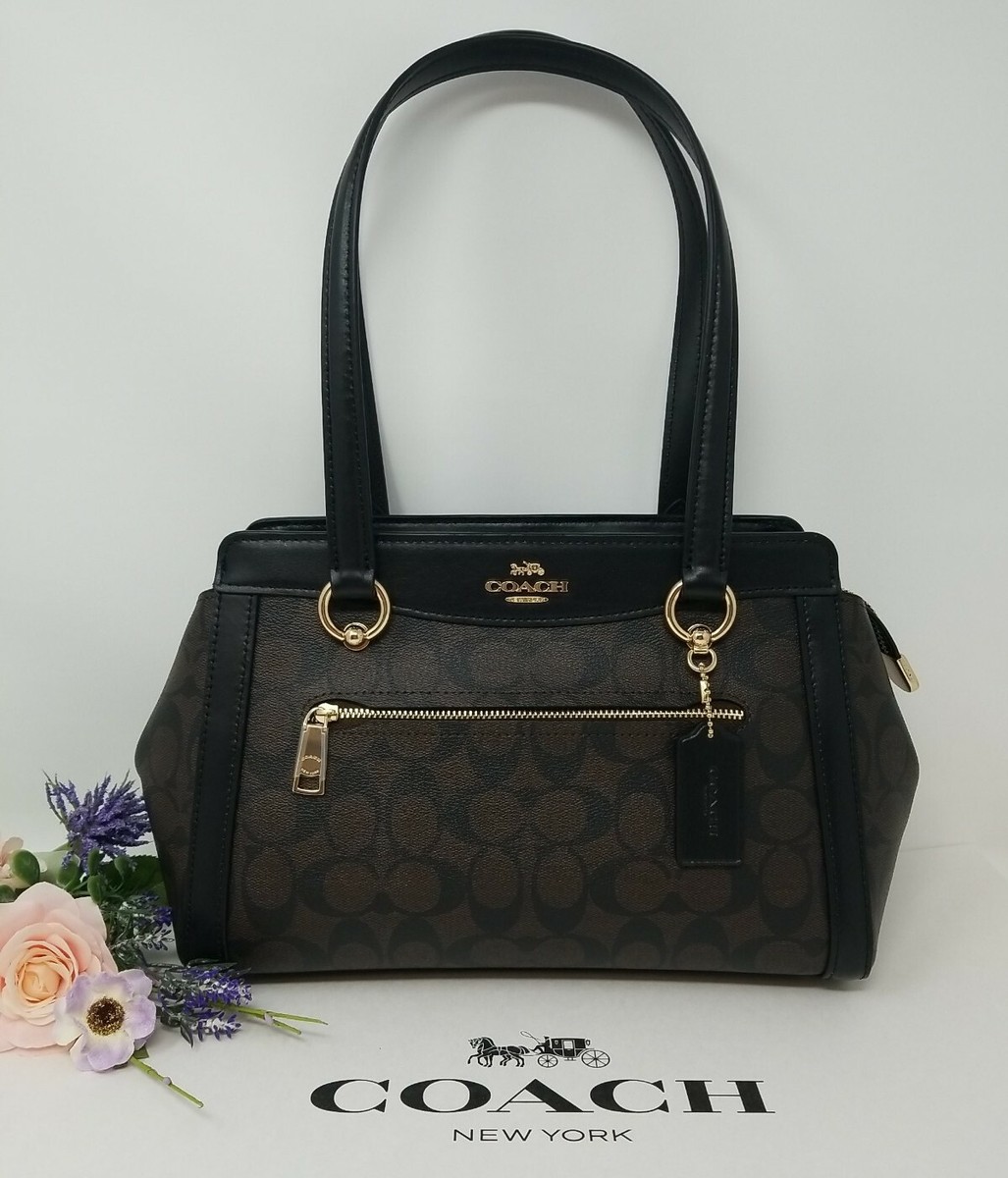 🌟🌷Coach Kailey Carryall Crossbody Tote Brown Black Signature