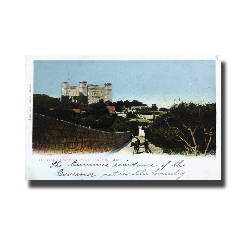 Postal de Malta Vincenzo Galea Verdela Palacio Sin Usar Indiviso Espalda Firmada