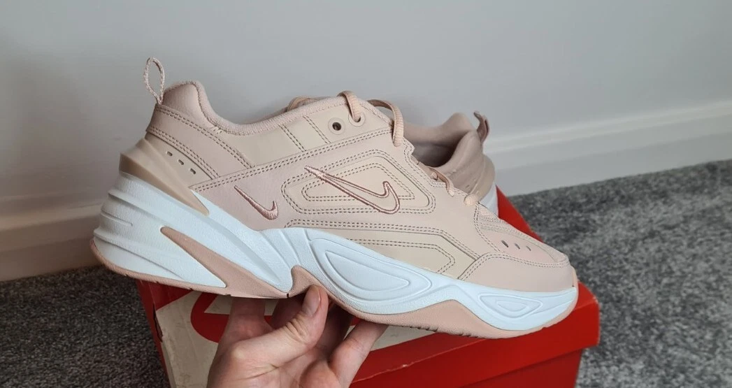 Nike M2K Tekno Particle Beige Pink White Chunky Trainers Size UK