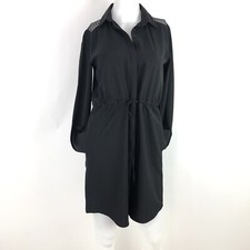 Ann Taylor LOFT Size XS Womens Black Shirt Sheath Dress Pockets Long Sleeves