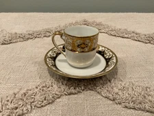 Noritake 20056 Mini Teacup Demitasse Black Gold From 1924  With Saucer Coffee 