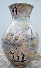 Vase céramique décor Africaniste Brazzaville signé Maac vers 1950