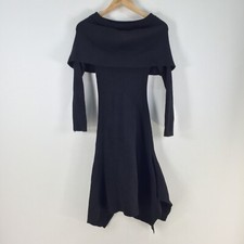 Unbranded womens crepe knit dress size XS fit flare black long sleeve 088701