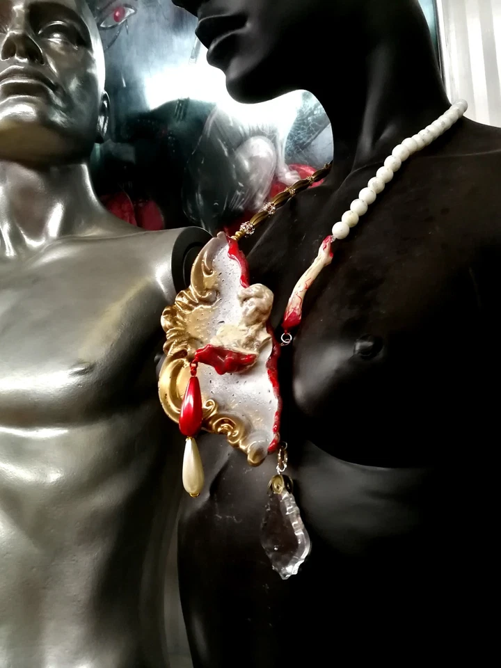 luxury jewelry necklace vintage style pendant woman baroque dramatic brutalist - Image 2 of 4