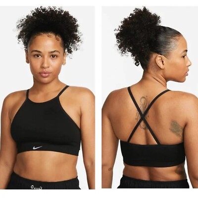 Nike Black Indy Seamless Ribbed Light Support Non Padded Sports Bra Size Medium