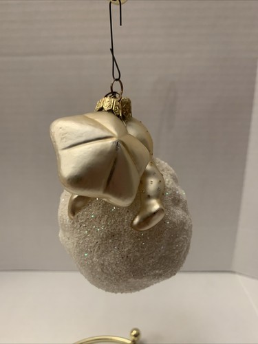 Dept 56 Blown Glass Christmas Ornament Snowbaby atop a Snowball with Star - Picture 4 of 5