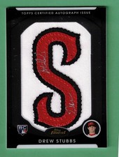 2010 TOPPS FINEST DREW STUBBS AUTO ROOKIE RC LETTER PATCH 158/217 REDS