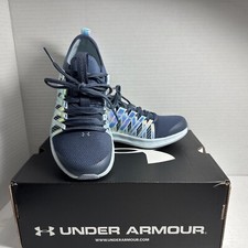 Under Armour Girls Size 1.5 Infinity Blue Running Shoes Shiny Stripes New