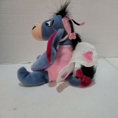 8" Eeyore Plush LOVE BUG Hearts Wings Antenna Disney Store 2000 Valentines NWT - Foto 3 di 5