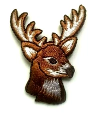 Embroidered Iron-On Applique Deer , 1+1/2 x 2 inch