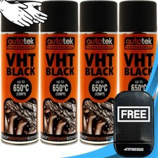 4x Autotek VHT Hochtemperatur Aerosol Sprühfarbe Dosen 500ml matt schwarz + GL + M✅