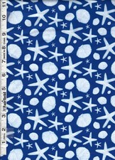 Dark Blue Beach Time Shells by P B Textiles bty