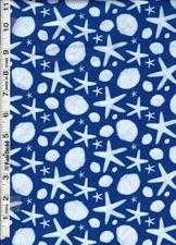 Dark Blue Beach Time Shells by P & B Textiles bty