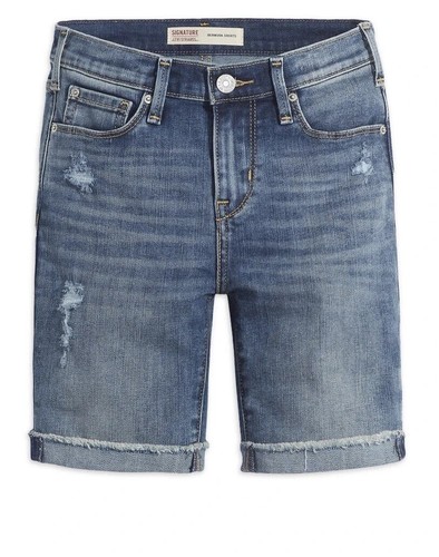 Levi Strauss & Co Girl’s Bermuda Shorts Size 14 Denim Distressed Cuffed Blue - Picture 2 of 9