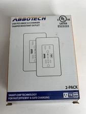 USB Wall Outlet 30w Gan 6.0a USB Outlet Receptacle 3 USB Ports 20 Amp NEW SEALED