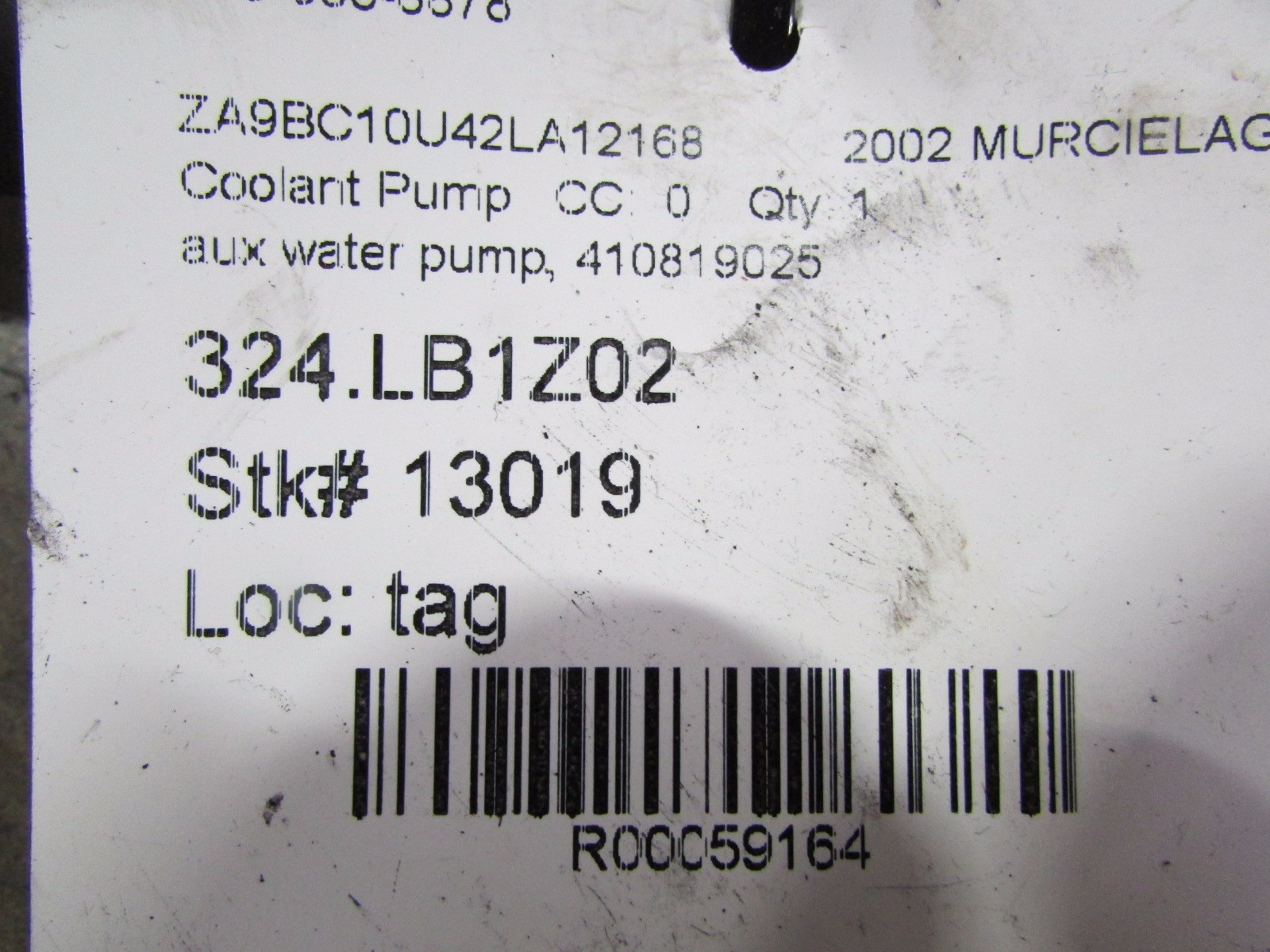 Lamborghini Murcielago Coupe, Roadster, Auxiliary Water Pump, P/N 410819025