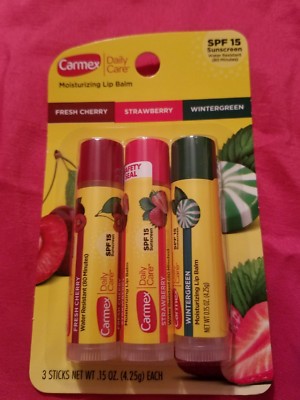 Carmex Daily Care Lip Balm Fresh Cherry, Strawberry and Wintergreen SPF 15 BN 