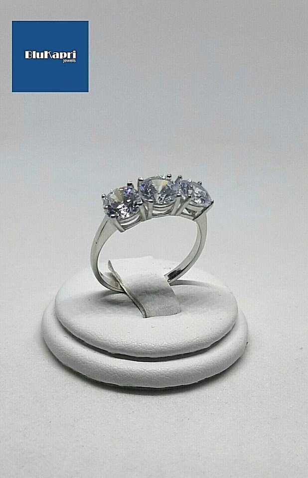 Anello Donna in Argento 925 TRILOGY 3 pietre 5 mm da 1,5 karati taglio brillante - Immagine 3 di 4
